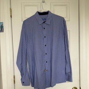 Tasso Elba Men's Blue Plaid Button Down Shirt